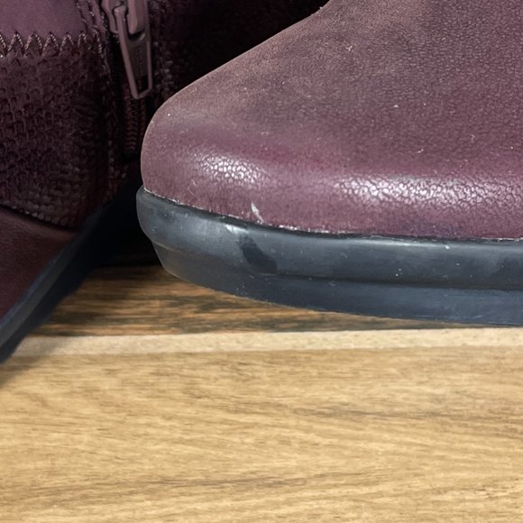 Clarks Caddell Denali Women's Size 6 Shoes Burgundy Zip Comfort Wedge Loafer - Picture 11 of 14